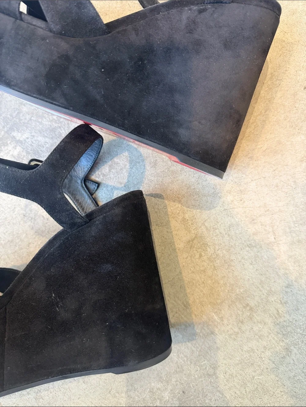 Christian Louboutin Wedge Platform Sandal in black Suede